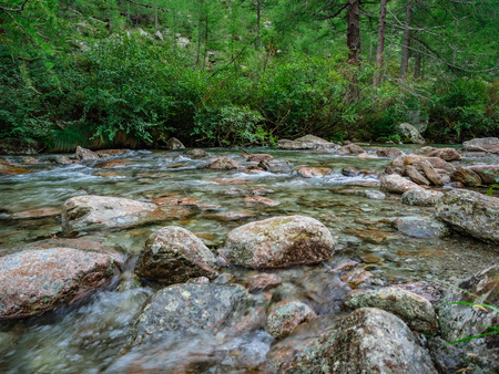 Troncone Stream in Natural Park of Alta Valle Antrona, Piedmont, Italyの写真素材