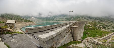 Camposecco Dam and Lake, in Natural Park of Alta Valle Antrona, Piedmont, Italyの写真素材