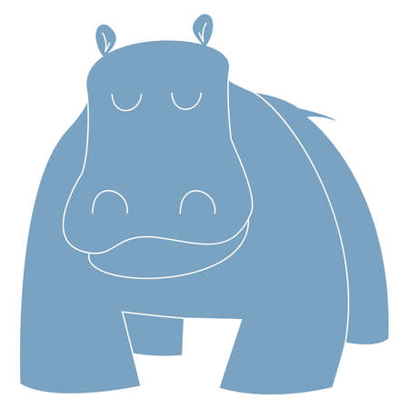 Cartoon Illustration of Hippo or Hippopotamus Funny Animal Characterのイラスト素材
