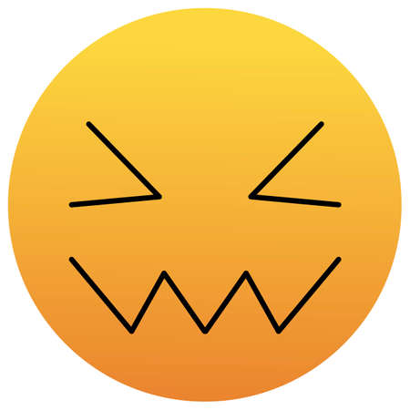 Confounded Unhappy Smile of Emoticon. Confused Smile Icon. Yellow Emoji.のイラスト素材