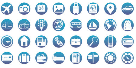 Vacation and travel icons. Simple flat illustration for business, marketing internet concept on white background. Trendy modern vector symbol for web site design or mobile app.のイラスト素材