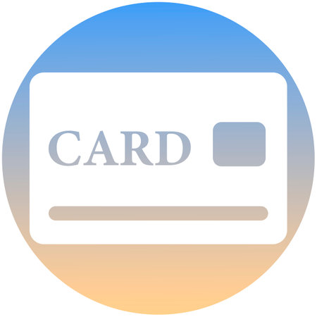 Credit card symbol of a set. White card icon, on gradient button. Use for banner, card, poster, brochure, banner, app, web design. Easy to edit.のイラスト素材