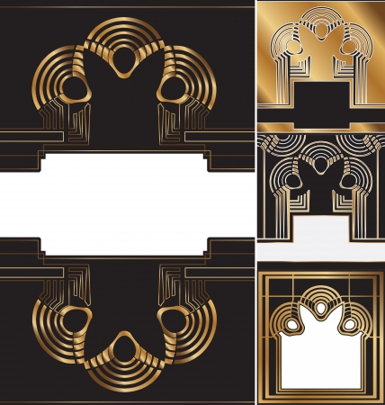 set of vintage labels decorated in  art deco styleのイラスト素材