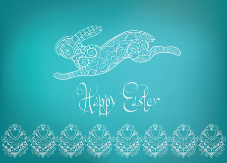 Easter folk  ornament rabbit hand-drawn typography letteringのイラスト素材