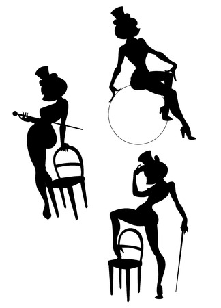 silhouettes of cabaret or burlesque female artisのイラスト素材