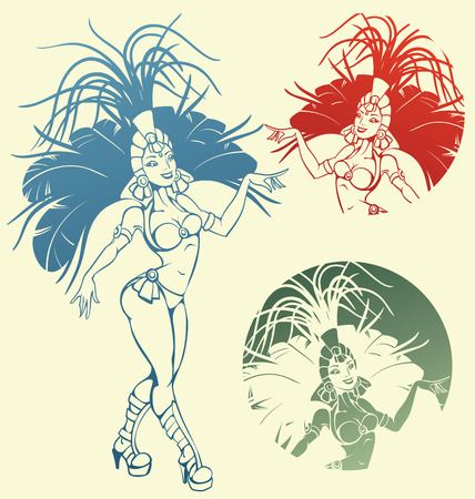 silhouettes of a attractive  samba dancer queenのイラスト素材