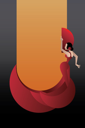 Young woman flamenco passionate artist in expressive pose. stylizedのイラスト素材