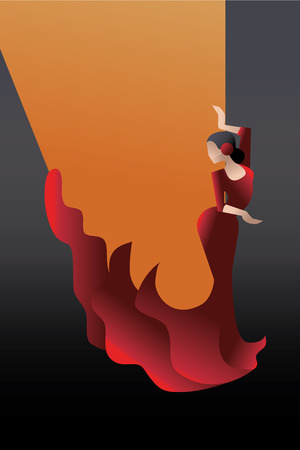 Young woman flamenco passionate artist in expressive pose. stylizedのイラスト素材