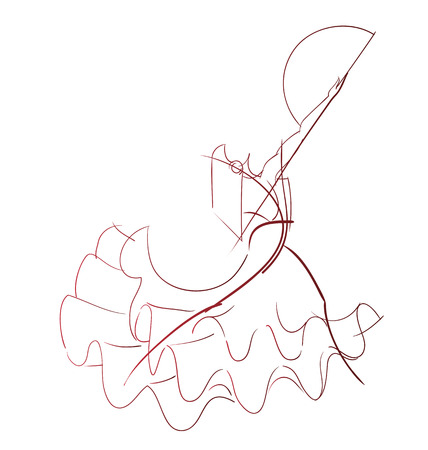 Gesture drawing young female flamenco performer in expressive pose line workのイラスト素材