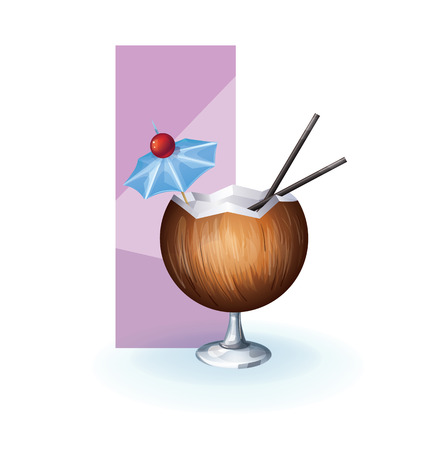 sliced and decorated as glass of juice or cocktail tropical exotic fruit. realistic, isolated on whiteのイラスト素材