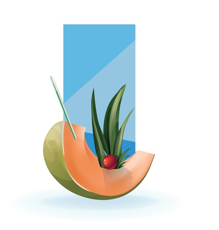 Background design decorated  slice of tropical exotic fruit. realistic, isolated on whiteのイラスト素材