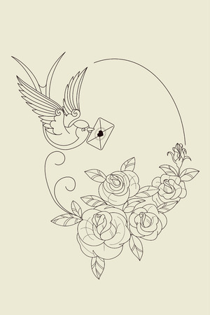 design Old School Tatto elements. Ink, inking symbolsのイラスト素材