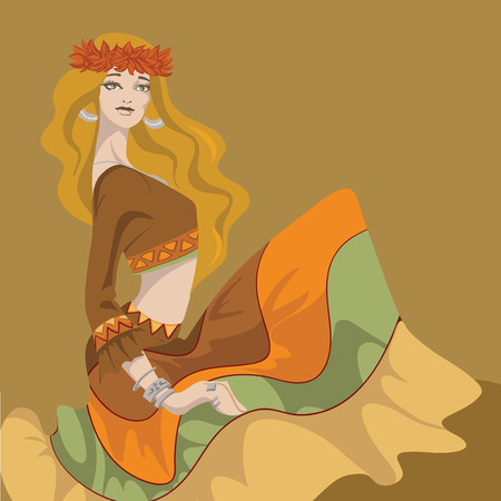 fashion illustration design entho chic style girlのイラスト素材