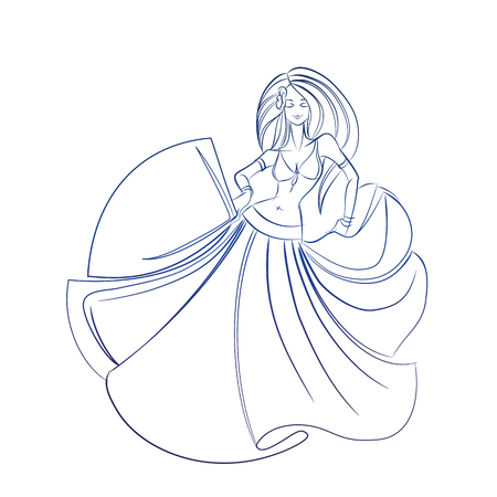 line ink style sketch figure gesture drawing of belly dancerのイラスト素材