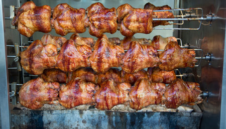 Chicken in the oven is cooked by turning. delicious and natural cookingの写真素材