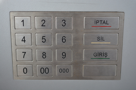 electronic keypad. command list for logging in. atmの写真素材