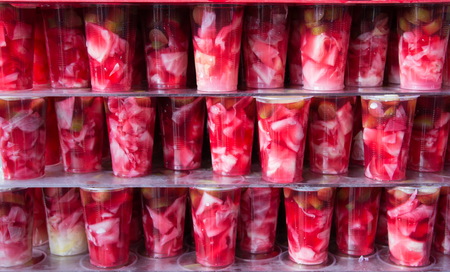 pickled water made with cabbage, cucumber and bitter sauce. pickle juiceの写真素材