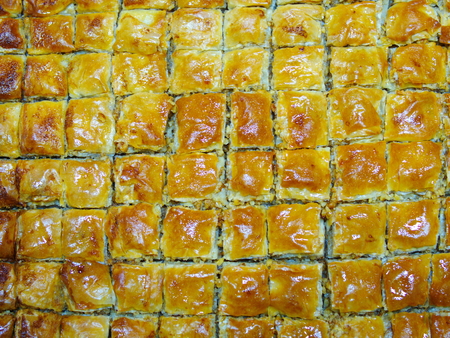 yummy, buttery, walnut home baklava. traditional Turkish dessert. "Gaziantep baklava"の写真素材