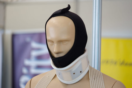 medical orthopedic products. face mask and Jawed neck support on lifeless mannequin