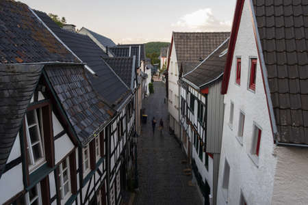 a view of historic town in the evening light. Bad Muenstereifel, Germanyのeditorial素材