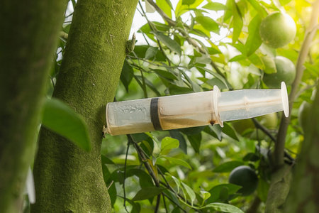 Orange tree with a syringeの写真素材