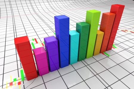 Colorful abstract bar graph with candlestick backgroundの写真素材