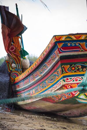 The traditional long tail boat of Thailand that, colorful pattern of Koleh boat or Kolek boat in southern thailandの写真素材