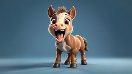 Happy Cartoon Horse. Generative Aiの素材