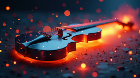 Glowing Violin in Cosmic Dust, generative Aiの素材