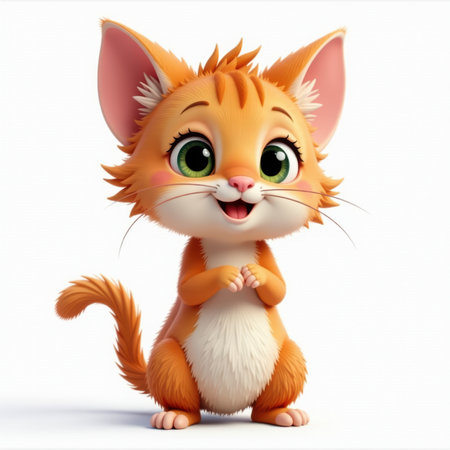 Adorable 3D Cartoon Kitten, generative Aiの素材