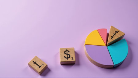 Colorful Pie Chart with Currency Symbols, generative Aiの素材