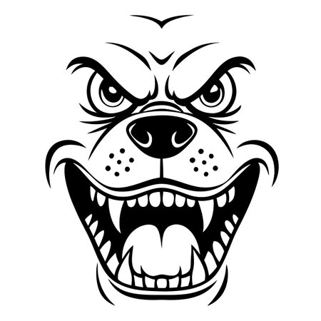 Angry dog. Vector illustration. Isolated on white background.のイラスト素材