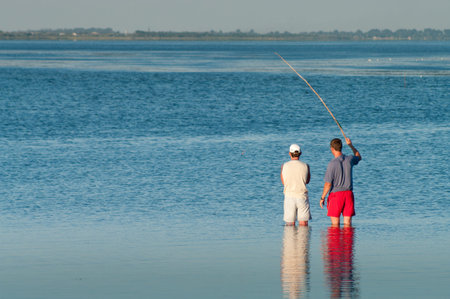 fishing on the estuaryの写真素材