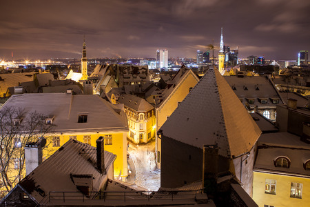 Evening panorama of a Tallinn old townのeditorial素材