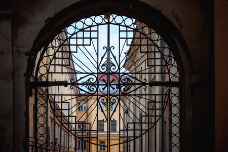 Beautiful wrought-iron gates in the St. Petersburg