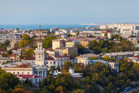 Nice summer panorama of Sevastopol, Crimea from high point