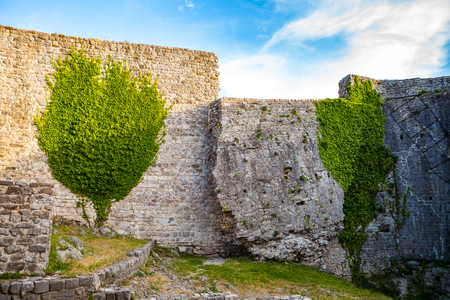 Medieval wall's ruins with greenery in Old town Bar, Montenegroの写真素材