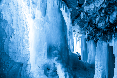 Frozen Estonian waterfall Jagalaの写真素材