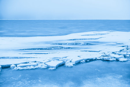 Cracked ice of Baltic seaの写真素材
