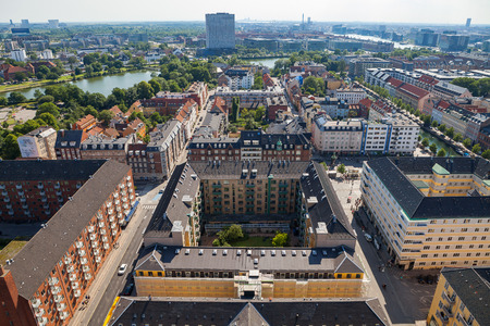 Aerial view of Copenhagen streets. Christianshavn distrinctの写真素材