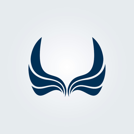 Isolated abstract vector wings  . Spread black wings sign. Birds symbol. Flight icon. Airline company label. Plane emblem. Simple flat image.のイラスト素材