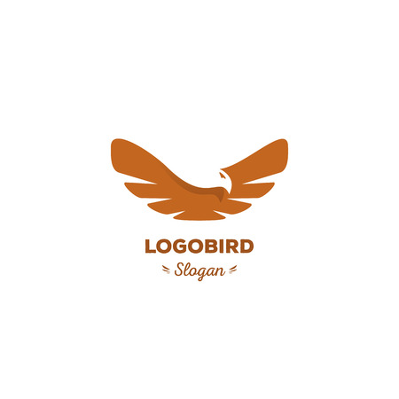 Fun, beauty, isolated, cartoon, geek eagle flies spread wings.Oval vector shape. Minimal, flat, round stylized .のイラスト素材