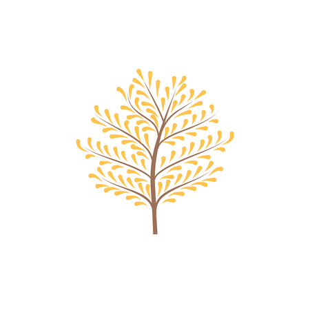 The thin trunk of the tree with leaves. Element forest and park. Elegant design. Vector illustration, symbol and logoのイラスト素材