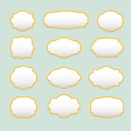 Isolated stylized frames vector set. Vintage borders collection. Menu elements. Greeting cards illustrations. Designed invitations group.のイラスト素材