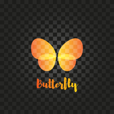 Isolated yellow and orange butterfly with writing vector . Flying insects . Wild nature elements icon. Wings illustration.のイラスト素材