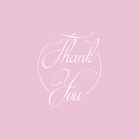 Calligraphic inscription. Vector calligraphy. Lettering. Elegant thank you inscription. Pink color. Circle logoのイラスト素材