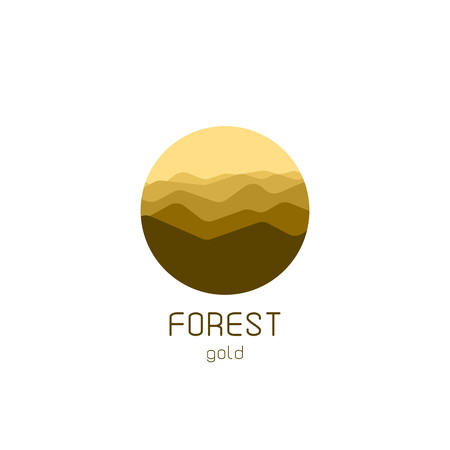 Isolated round forest vector logo. Gold forest silhouette logotypeのイラスト素材
