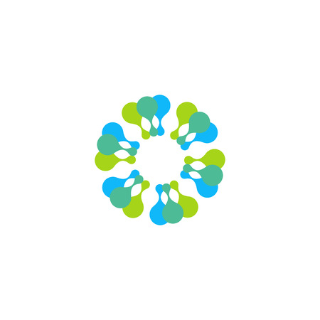 Vector isolated sun logo design template. Abstract dots symbol. Icon round shapeのイラスト素材