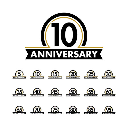Anniversary vector unusual logos template. Anniversary symbols collection. Birthday abstract logo. Jubilee iconsのイラスト素材