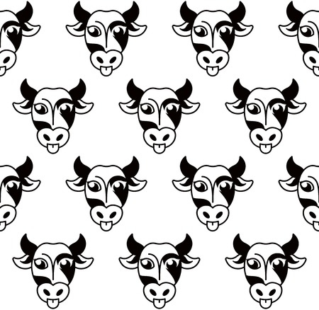 Isolated abstract black and white cow muzzle . Hoofed animal background. Milk texture pattern. Natural dairy products icon. Vector cow snout illustration. Butchery meat sign. Farm emblem.のイラスト素材